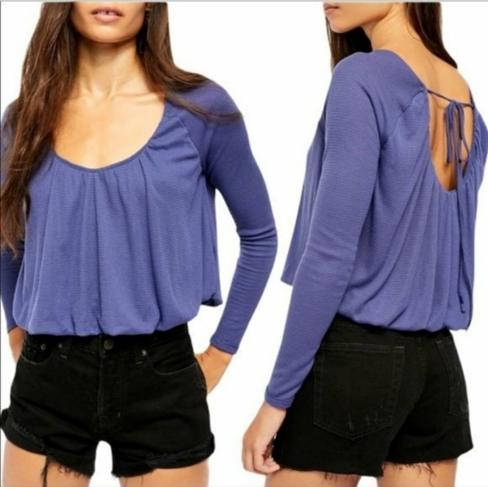 Free People Bondi Thermal Blouson Long Sleeve Top Size XSmall